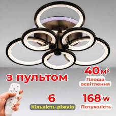 Стельова люстра LED з диммером та RGB підсвічуванням Light House SL-18184/3+3B BK+RGB 168W DIMMER 3000-6000 H130*L600*W550 чорна