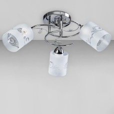 Люстра потолочная Light House SH-20386/3C CR хром, плафоны белые с узором