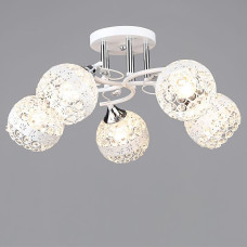 Люстра стельова Light House SR-20388/5 WT+CR D510*H235 E27 біла + хром