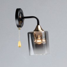 Світильник настінний Бра Light House SRS-20397/1W чорний + золото, плафон димчастий
