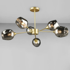 Люстра молекула стельова Light House SRS-20425/6 золото, плафони чорні