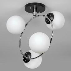 Люстра стельова Light House SH-20426/4 BK+CR 340*260*430 E27 чорна + хром, плафони білі