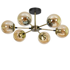 Люстра стельова Light House SR-20433/6 AB+BK D660*H255 чорна + бронза, плафони бурштинові 