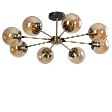 Люстра стельова Light House SR-20433/8 AB+BK D780*H255 чорна + бронза, плафони бурштинові