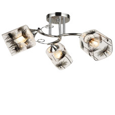 Люстра стельова Light House SR-20434/3 CH D560*H240 хром, плафон прозорий з малюнком