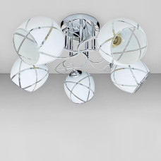Люстра стельова Light House SRS-20384/5 Хром, плафони білі з прозорим