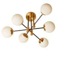 Люстра стельова Light House SH-19568/6 COPPER+BK 690*690*420 мідь + чорний, плафони білі