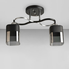 Люстра стельова Light House SH-20459/2A BK+CR 420*150*240 E27*2 чорна+хром, плафон чорний+сірий
