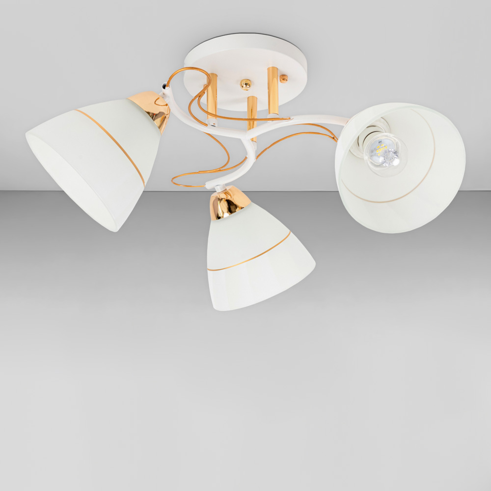 Зображення Люстра стельова Light House SH-20460/3 WT+FG 500*500*240 E27*3 біла із золотом ИМ Light-Deco 