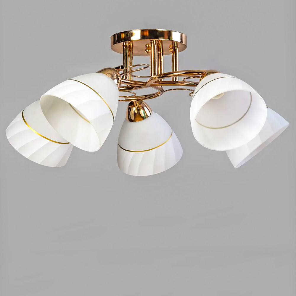 Зображення Люстра стельова Light House SH-20460/5 WT+FG 560*560*240 E27*5 золото, плафони білі ИМ Light-Deco 