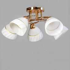 Люстра стельова Light House SH-20460/5 WT+FG 560*560*240 E27*5 золото, плафони білі