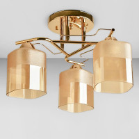 Люстра стельова Light House SH-20462/3 FG 400*400*250 золото, плафони бурштинові 