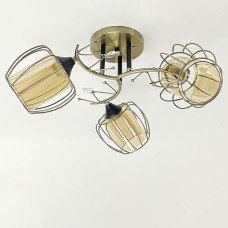 Люстра стельова Light House SRS-20305/3 бронза + чорний, плафони бурштинові
