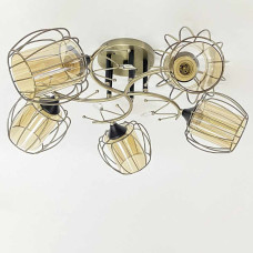 Люстра стельова Light House SRS-20305/5 бронза + чорний, плафони бурштинові