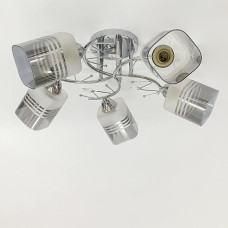 Люстра стельова Light House SRS-20306/5 хром, плафони білий + димчастий