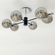 Люстра стельова Light House SRS-20466/6 чорний + хром, плафони дзеркальні