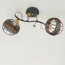 Люстра стельова Light House SRS-20467/2 чорний + золото, чорний плафон + коричневий