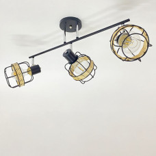 Люстра стельова Light House SRS-20472/3 чорний + хром, плафон чорний + бежевий