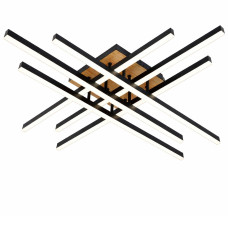 Люстра стельова світлодіодна  Light House SY-20479/6 BK+Imitation wood D800*H180 168W PULT DU чорна + дерево