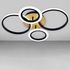 Люстра стельова світлодіодна Light House SY-20480/4 BK+Imitation wood 580*440*90 92W PULT DU чорна + дерево