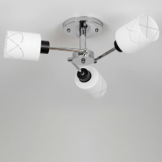 Люстра потолочная Light House SH-20513/3 CR+BK 370*300*160 E27 хром + черный, плафоны белые 