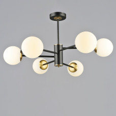 Люстра молекула стельова Light House SRS-20489/6 Чорний + Мідь, плафони білі