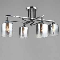 Люстра потолочная Light House SRS-19480/4 CH+BK хром + черный, плафоны дымчатые