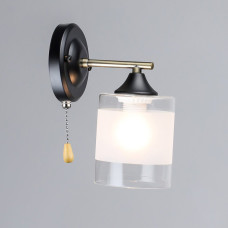 Світильник настінний Бра Light House SRS-20632/1W BK+AB чорний + бронза, плафон білий + прозорий
