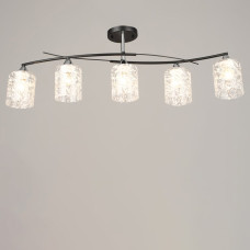 Люстра стельова Light House SRS-20633/5 BK+CH чорна + хром, плафони білий + прозорий