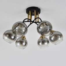 Люстра молекула стельова Light House SRS-20637/6 BK+Copper чорний + мідь, плафони димчасті