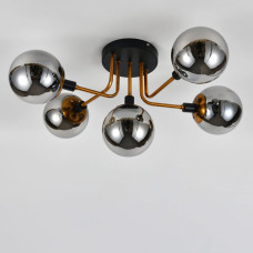 Люстра молекула потолочная Light House SRS-20638/5 BK+GD черная + золото, плафоны глянцевые