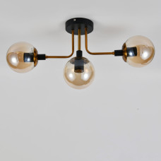 Люстра молекула потолочная Light House SRS-20641/3 BK+GD черная + золото, плафоны янтарные