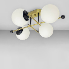 Люстра потолочная шары Light House SRS-20642/4 AB+BK бронза + черный, плафоны белые