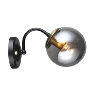 Світильник настінний Бра куля Light House SR-20750/1W BK+COP L245*W130*H135 E27 чорний + мідь, плафон димчастий