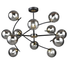 Люстра молекула стельова Light House SR-20750/12 BK+COP D780*H500 E27 чорний + мідь, плафон димчастий