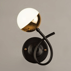 Светильник настенный Бра шар Light House SRS-19835/1W BK+FGD черный + золото, плафон белый
