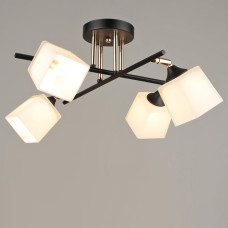 Люстра потолочная Light House SRS-20821/4 черный + золото, плафон белый
