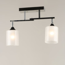 Люстра потолочная Light House SRS-20842/2 E27 черная + хром, плафон белый