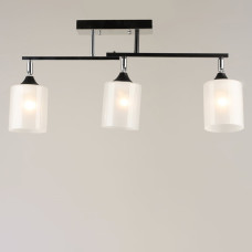 Люстра потолочная Light House SRS-20842/3 E27 черная + хром, плафон белый