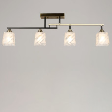 Люстра потолочная Light House SRS-20858/4 AB+BK черная + бронза, плафон прозрачный с белым