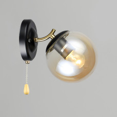 Настінний світильник Бра куля Light House SRS-20862/1W чорний + мідний, плафон коричневий