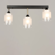 Люстра потолочная Light House SRS-20632/3 BK+AB черный + бронза, плафон белый с прозрачным