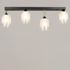 Люстра потолочная Light House SRS-20632/4 BK+AB черный + бронза, плафон белый с прозрачным