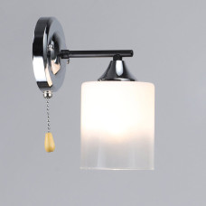 Светильник настенный Бра Light House SRS-20881/1W черный + хром, плафон белый с прозрачным