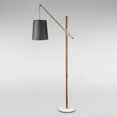 Світильник підлоговий Торшер з абажуром DL-18839/1F коричневий + латунь+ білий, плафон чорний