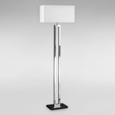 Світильник підлоговий Торшер з абажуром DL-18842/1F хром + чорний, плафон білий