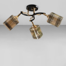 Люстра стельова Light House SC-18861/3 BK+FG 50*50*26 чорний + золото, колір плафона медовий з візерунком
