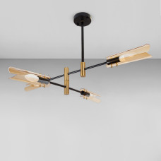 Люстра стельова Light House LS-18913-4 BR чорний + бронза, колір плафону янтарний