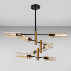 Люстра стельова Light House LS-18913-8 BR чорний + бронза, колір плафону янтарний 