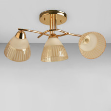Люстра стельова Light House SRS-18923/3 золото, плафон бурштиновий 